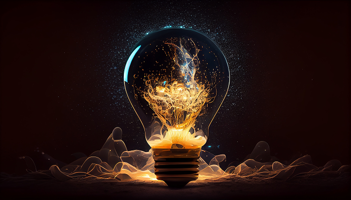 Abstract creative glowing lightbulb concept